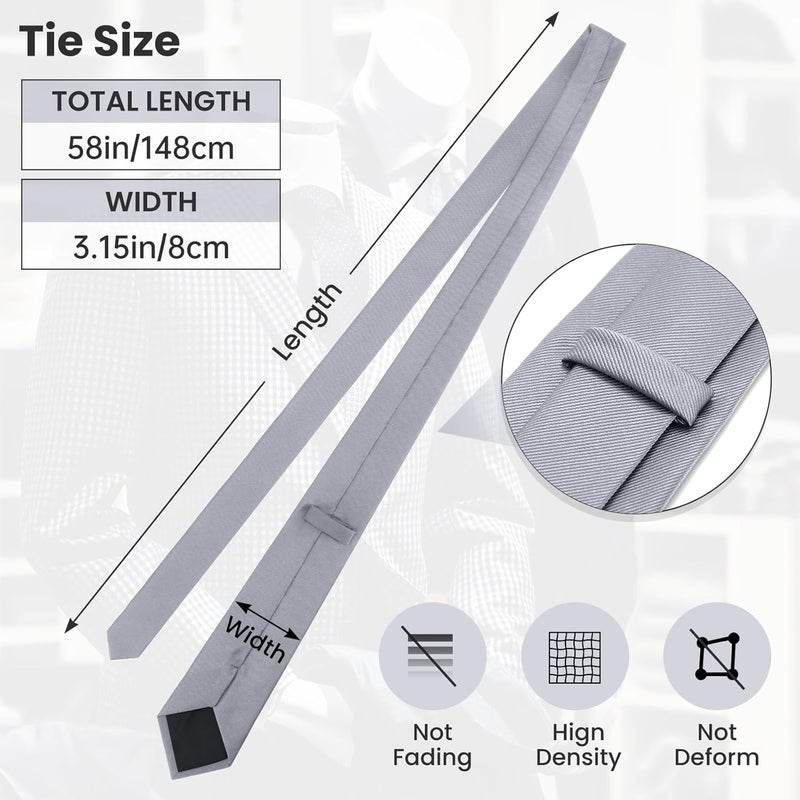 Junmaxroad Store Black Ties For Men Solid Color Formal Neckties 3.15" (8CM) Men's Ties - Image 4